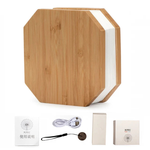 Klairee: LED Accordion Night Light 3 Color USB Charge Wooden Book Decora Lighting