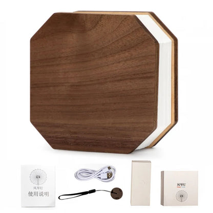 Klairee: LED Accordion Night Light 3 Color USB Charge Wooden Book Decora Lighting