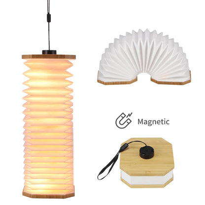 Klairee: LED Accordion Night Light 3 Color USB Charge Wooden Book Decora Lighting